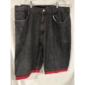 Red Ape Men’s Denim Shorts 38 Baggy Wide Leg Embroidered Y2K Hip Hop Skate